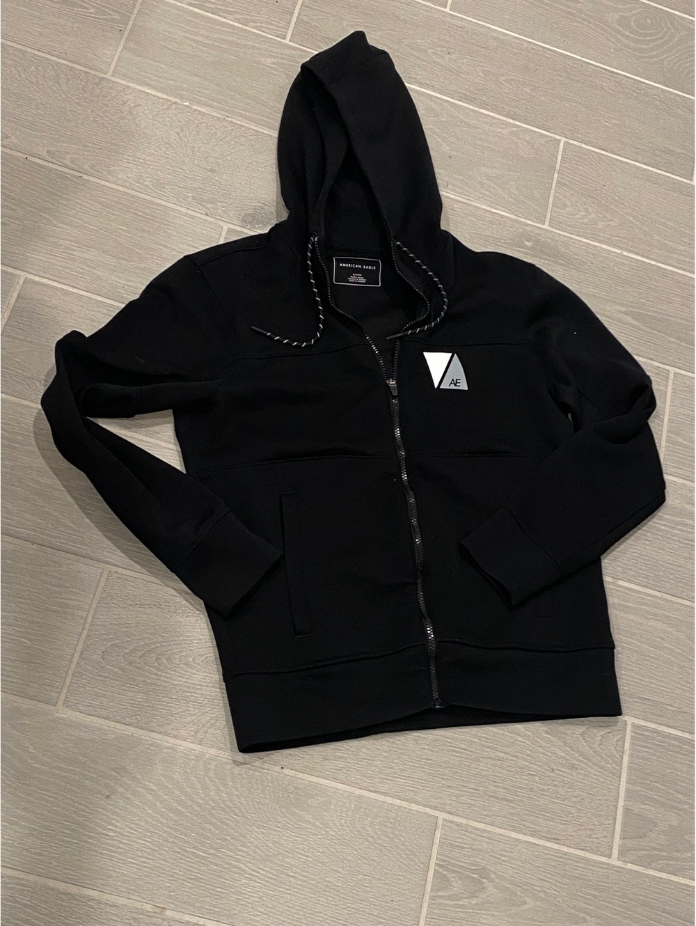 American Eagle Black Zip-Up Hoodie Size Small